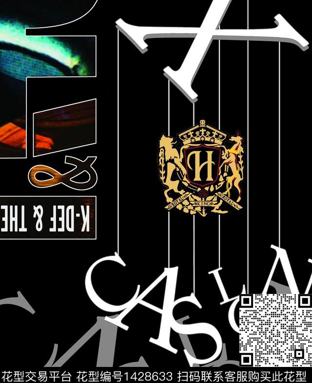 字母几何定位花数码印花华亿平台下载（图片编号: 1428633） - 瓦栏（Walan）