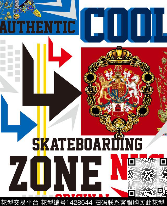 字母几何定位花数码印花华亿平台下载（图片编号: 1428644） - 瓦栏（Walan）