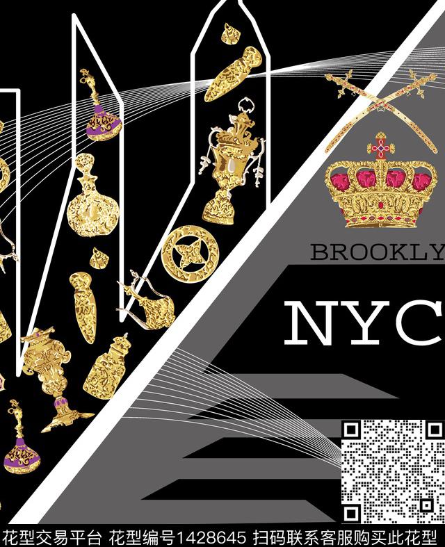 字母几何定位花数码印花华亿平台下载（图片编号: 1428645） - 瓦栏（Walan）