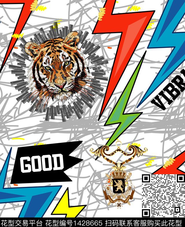 字母几何定位花数码印花华亿平台下载（图片编号: 1428665） - 瓦栏（Walan）