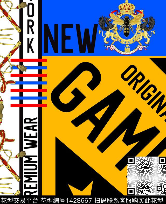 字母几何定位花数码印花华亿平台下载（图片编号: 1428667） - 瓦栏（Walan）