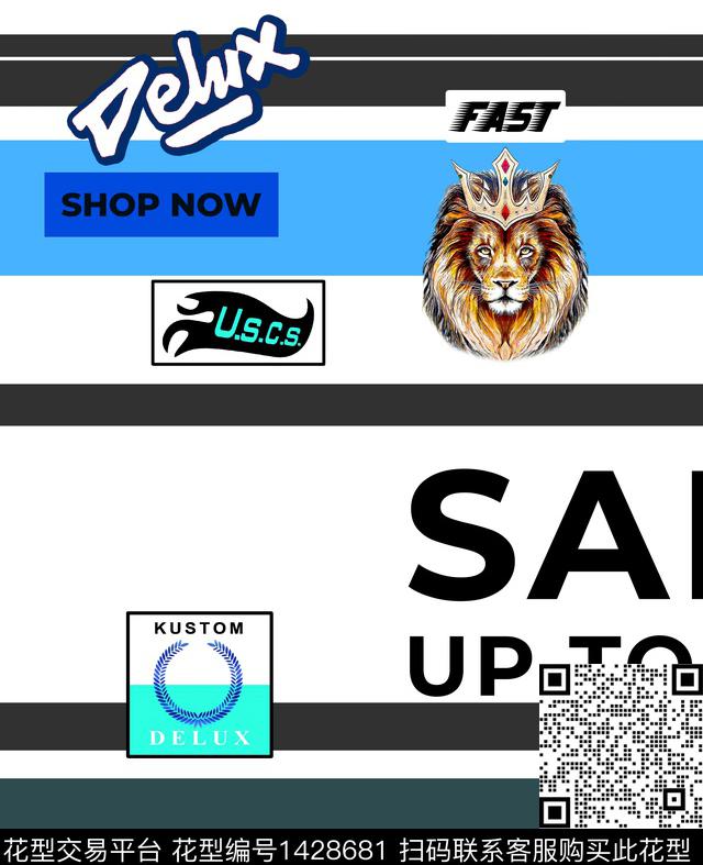 字母几何男装数码印花华亿平台下载（图片编号: 1428681） - 瓦栏（Walan）