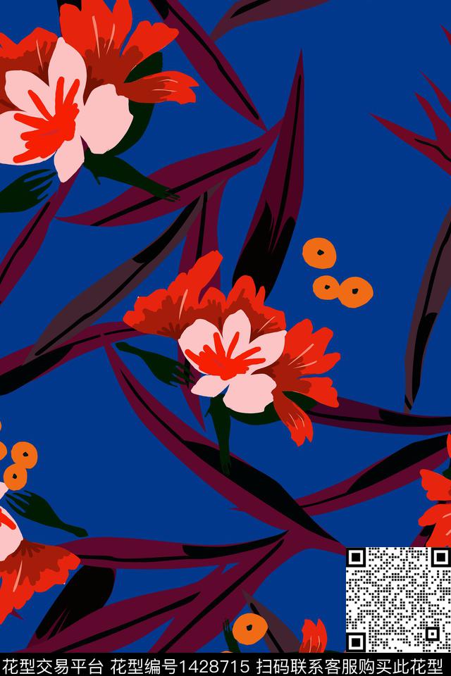 女装花卉绿植树叶数码印花华亿平台下载（图片编号: 1428715） - 瓦栏（Walan）