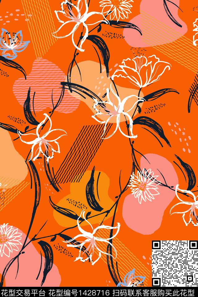 女装花卉绿植树叶数码印花华亿平台下载（图片编号: 1428716） - 瓦栏（Walan）