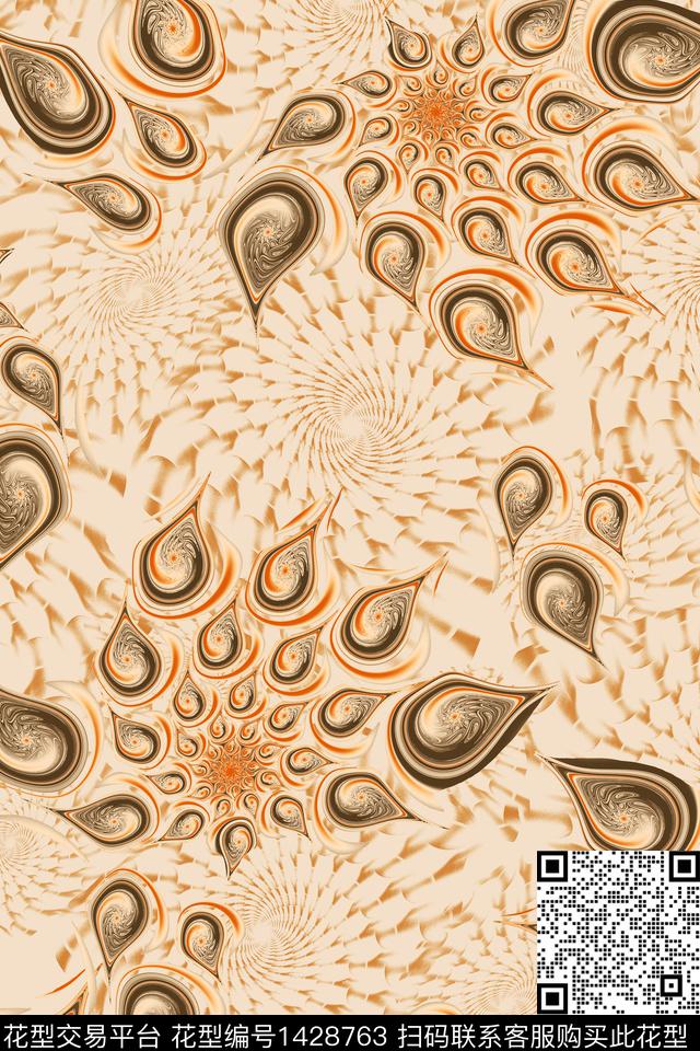 抽象小清新艺术数码印花华亿平台下载（图片编号: 1428763） - 瓦栏（Walan）