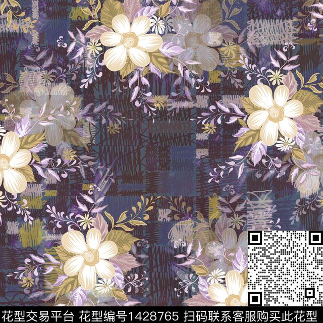 数码华亿平台花卉大牌风数码印花华亿平台下载（图片编号: 1428765） - 瓦栏（Walan）