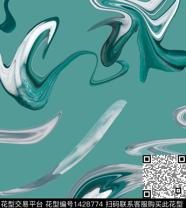 简约几何花卉抽象花卉数码印花华亿平台下载（图片编号: 1428774） - 瓦栏（Walan）