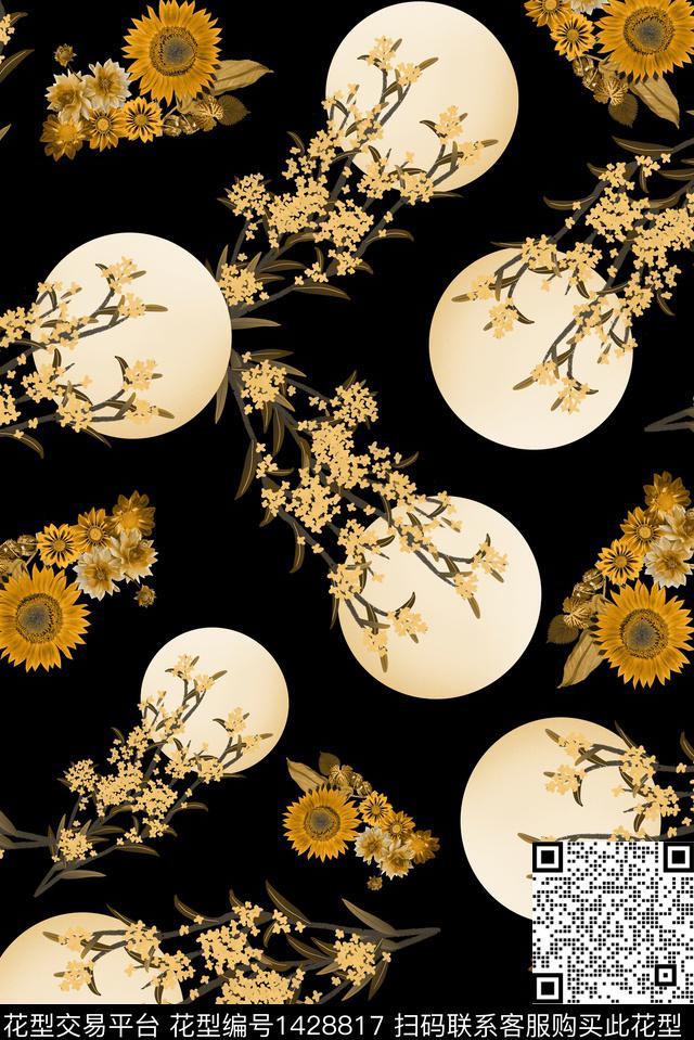 黄花简约旗袍数码印花华亿平台下载（图片编号: 1428817） - 瓦栏（Walan）