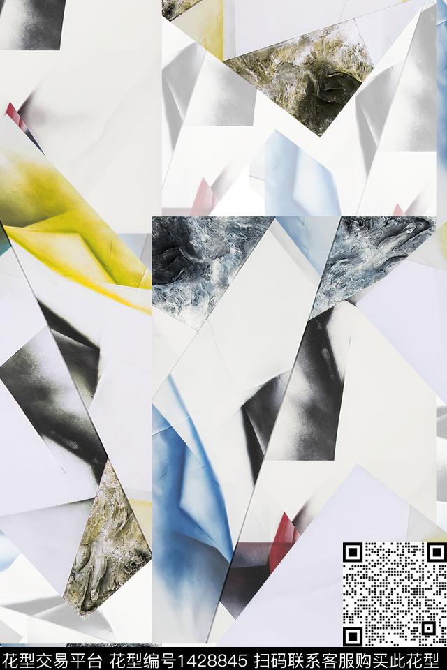 几何肌理水彩数码印花华亿平台下载（图片编号: 1428845） - 瓦栏（Walan）