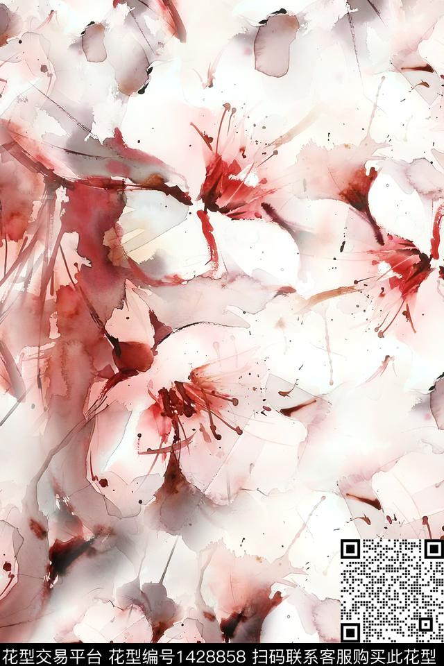 绿植树叶肌理水彩数码印花华亿平台下载（图片编号: 1428858） - 瓦栏（Walan）