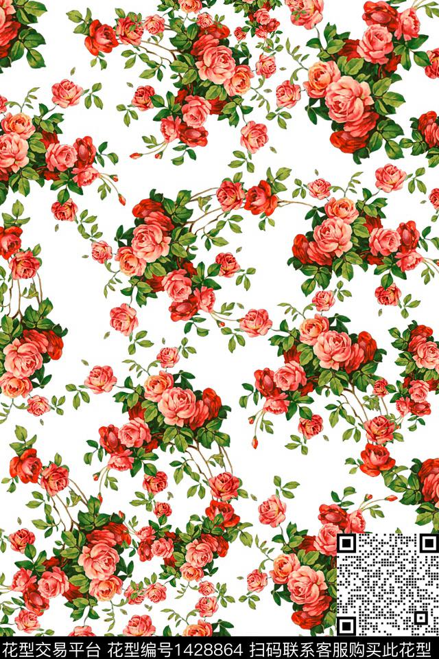 绿植树叶水彩雪纺数码印花华亿平台下载（图片编号: 1428864） - 瓦栏（Walan）