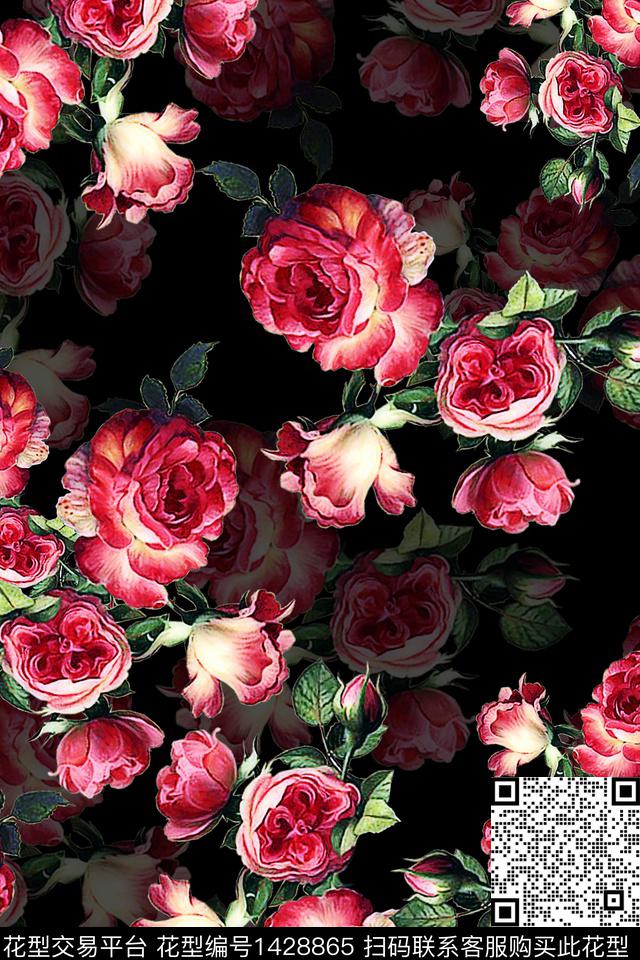 绿植树叶水彩香云纱数码印花华亿平台下载（图片编号: 1428865） - 瓦栏（Walan）