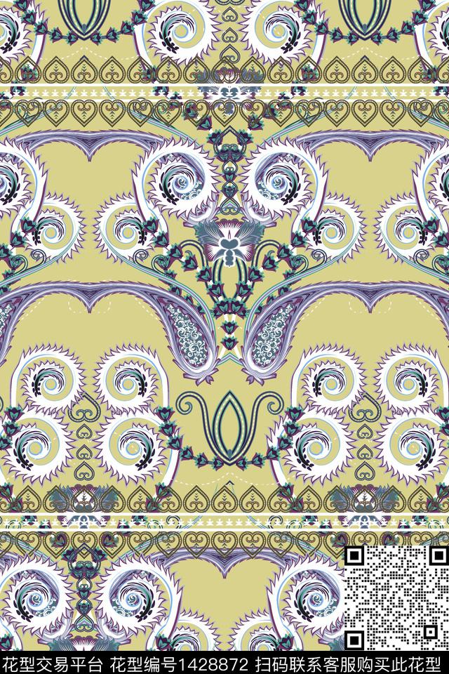 几何民族风雪纺传统印花华亿平台下载（图片编号: 1428872） - 瓦栏（Walan）