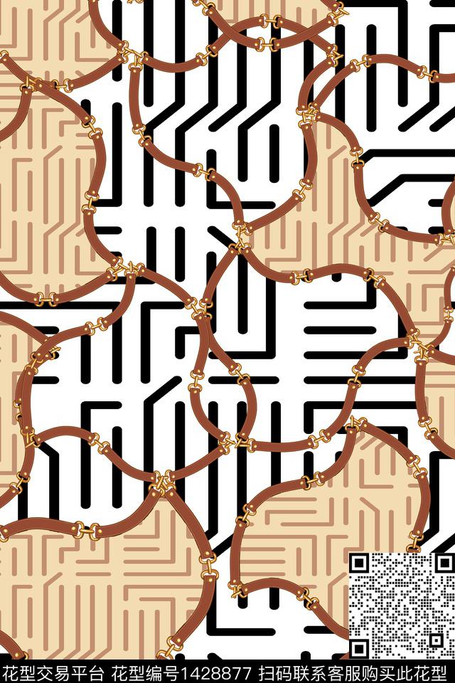 几何皮带黑白条纹传统印花华亿平台下载（图片编号: 1428877） - 瓦栏（Walan）