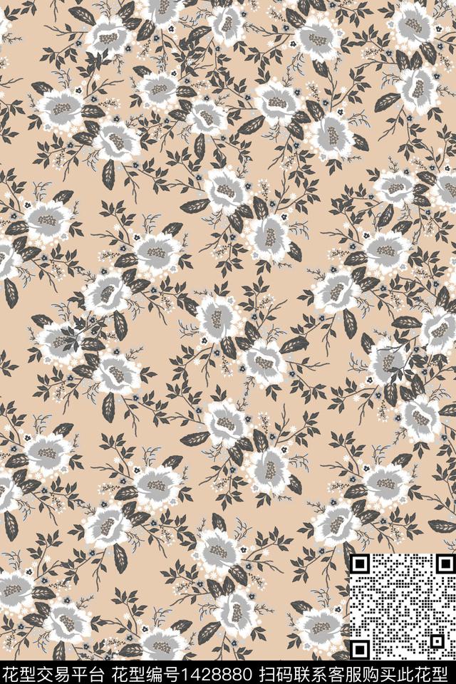 绿植树叶水彩雪纺传统印花华亿平台下载（图片编号: 1428880） - 瓦栏（Walan）