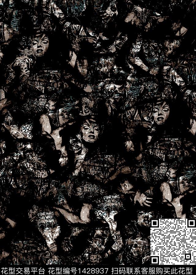 人物复古大牌风传统印花华亿平台下载（图片编号: 1428937） - 瓦栏（Walan）