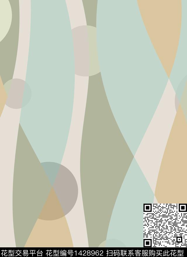 几何简约复古数码印花华亿平台下载（图片编号: 1428962） - 瓦栏（Walan）