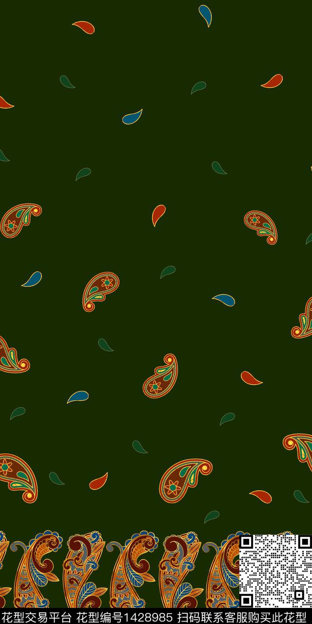 数码定位花佩斯利真丝数码印花华亿平台下载（图片编号: 1428985） - 瓦栏（Walan）