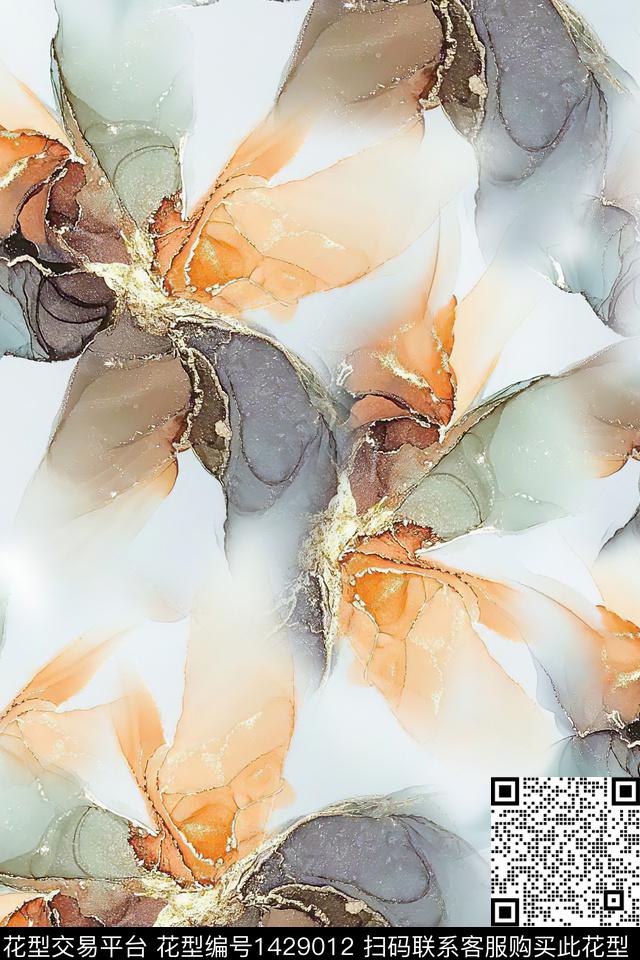 肌理抽象真丝数码印花华亿平台下载（图片编号: 1429012） - 瓦栏（Walan）