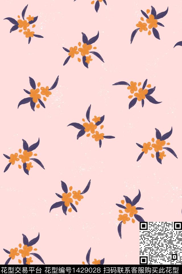 大牌风小碎花手绘花卉数码印花华亿平台下载（图片编号: 1429028） - 瓦栏（Walan）