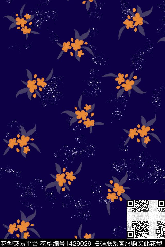 大牌风小碎花手绘花卉数码印花华亿平台下载（图片编号: 1429029） - 瓦栏（Walan）