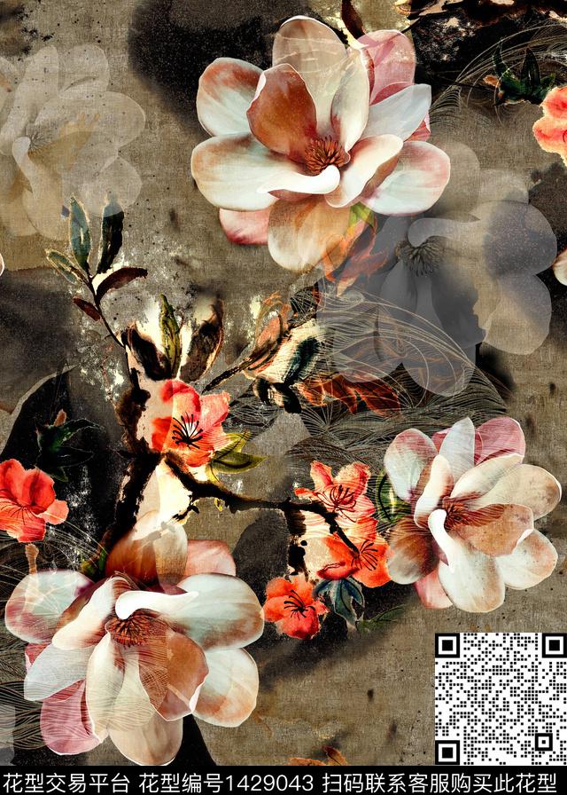 香云纱中老年中国风数码印花华亿平台下载（图片编号: 1429043） - 瓦栏（Walan）