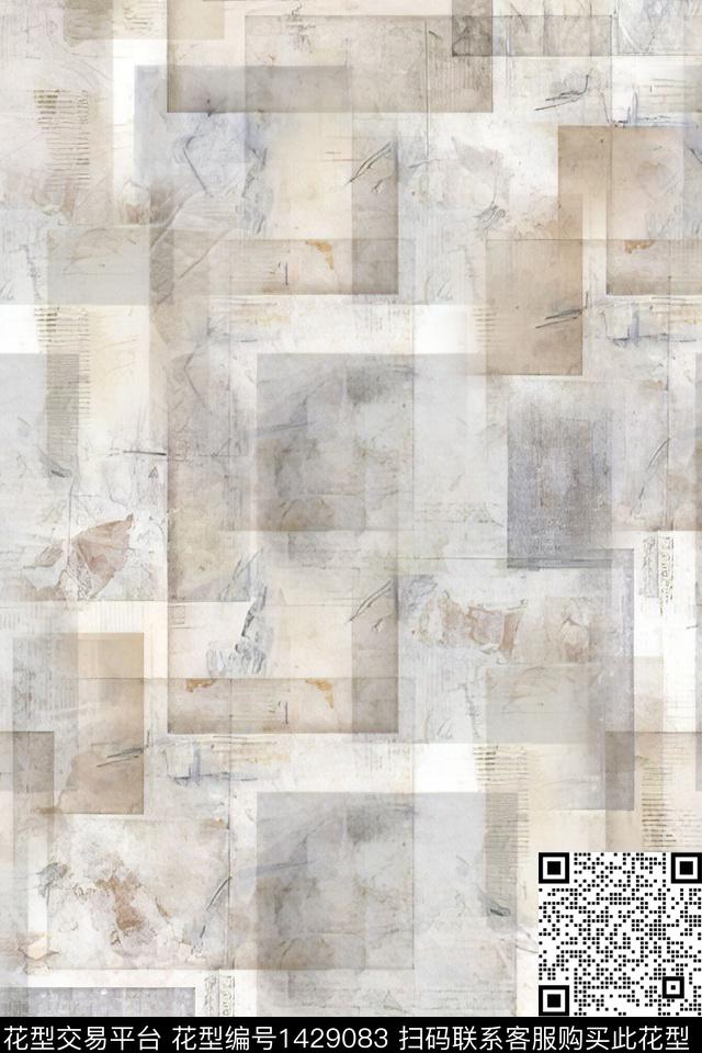 肌理水彩抽象花卉数码印花华亿平台下载（图片编号: 1429083） - 瓦栏（Walan）