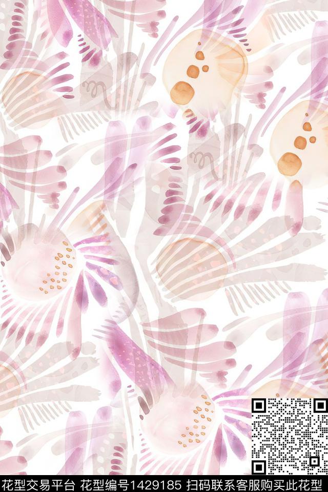 肌理抽象真丝数码印花华亿平台下载（图片编号: 1429185） - 瓦栏（Walan）
