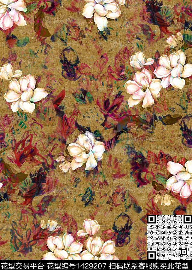 香云纱中老年复古数码印花华亿平台下载（图片编号: 1429207） - 瓦栏（Walan）