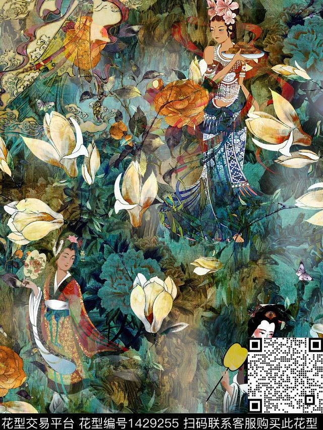 兰花香云纱中老年数码印花华亿平台下载（图片编号: 1429255） - 瓦栏（Walan）