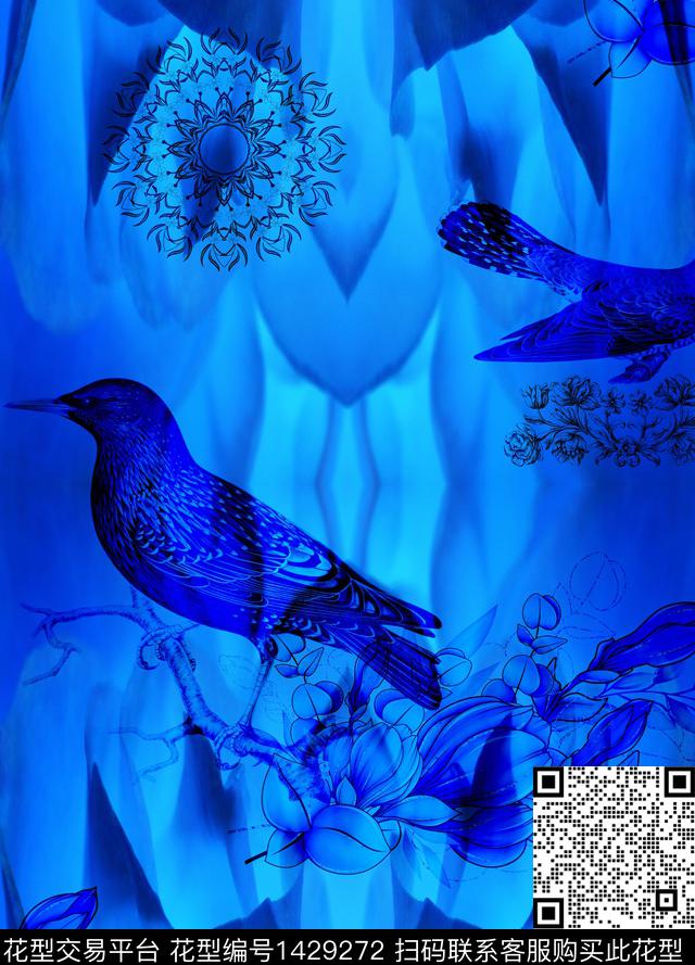 花鸟抽象花卉炫光数码印花华亿平台下载（图片编号: 1429272） - 瓦栏（Walan）