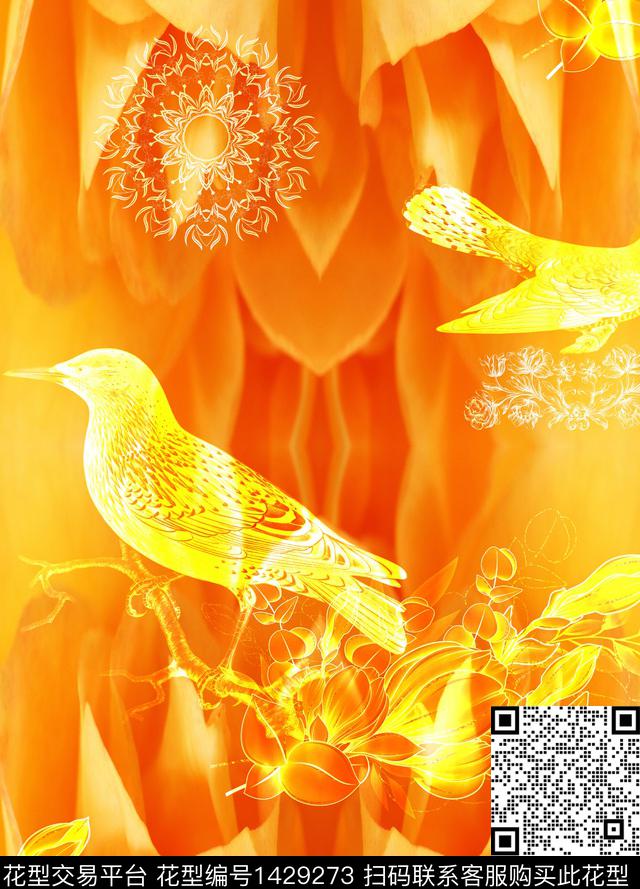 花鸟抽象花卉炫光数码印花华亿平台下载（图片编号: 1429273） - 瓦栏（Walan）