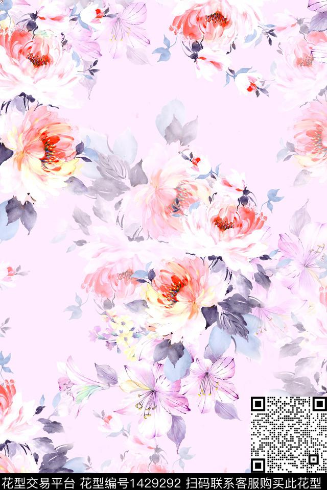 时尚花卉小清新数码印花华亿平台下载（图片编号: 1429292） - 瓦栏（Walan）
