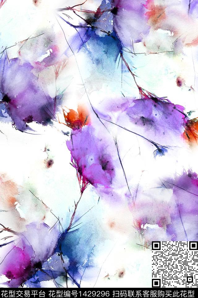 肌理扎染华亿平台大牌风数码印花华亿平台下载（图片编号: 1429296） - 瓦栏（Walan）