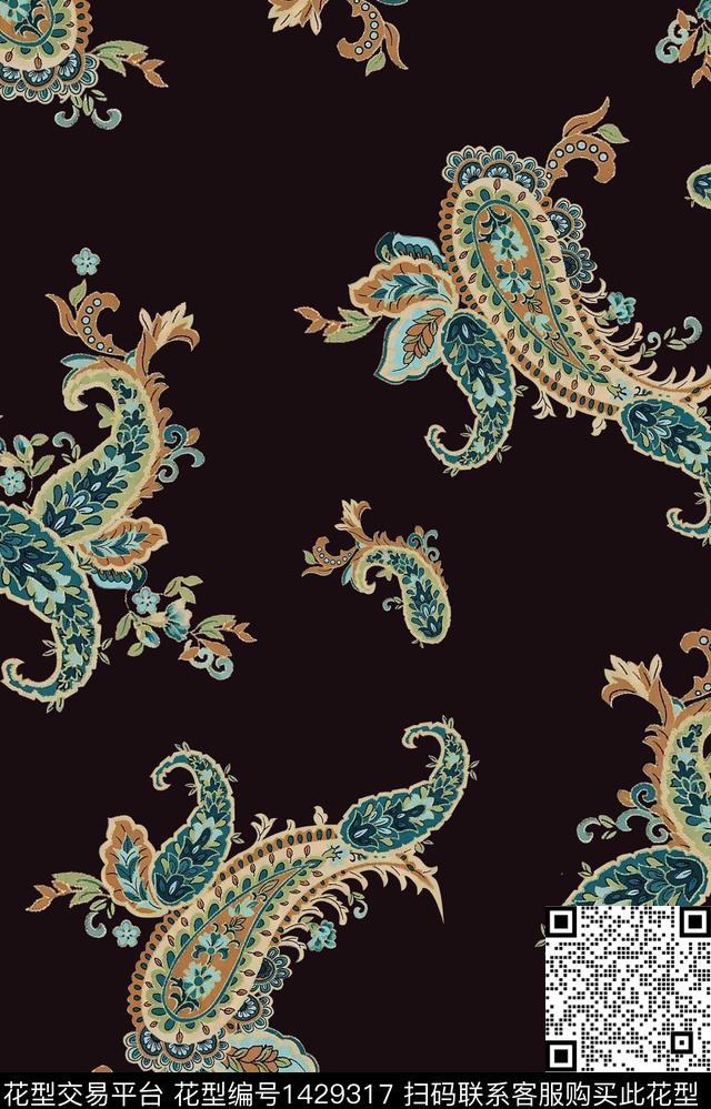 数码华亿平台民族风花卉数码印花华亿平台下载（图片编号: 1429317） - 瓦栏（Walan）
