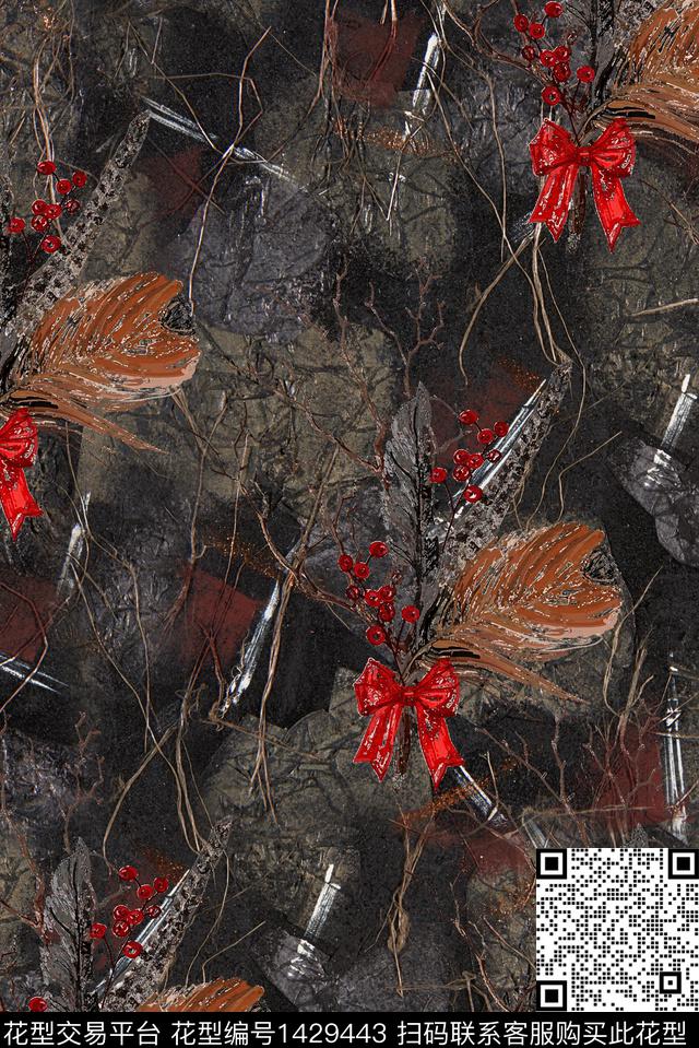 肌理复古花卉数码印花华亿平台下载（图片编号: 1429443） - 瓦栏（Walan）