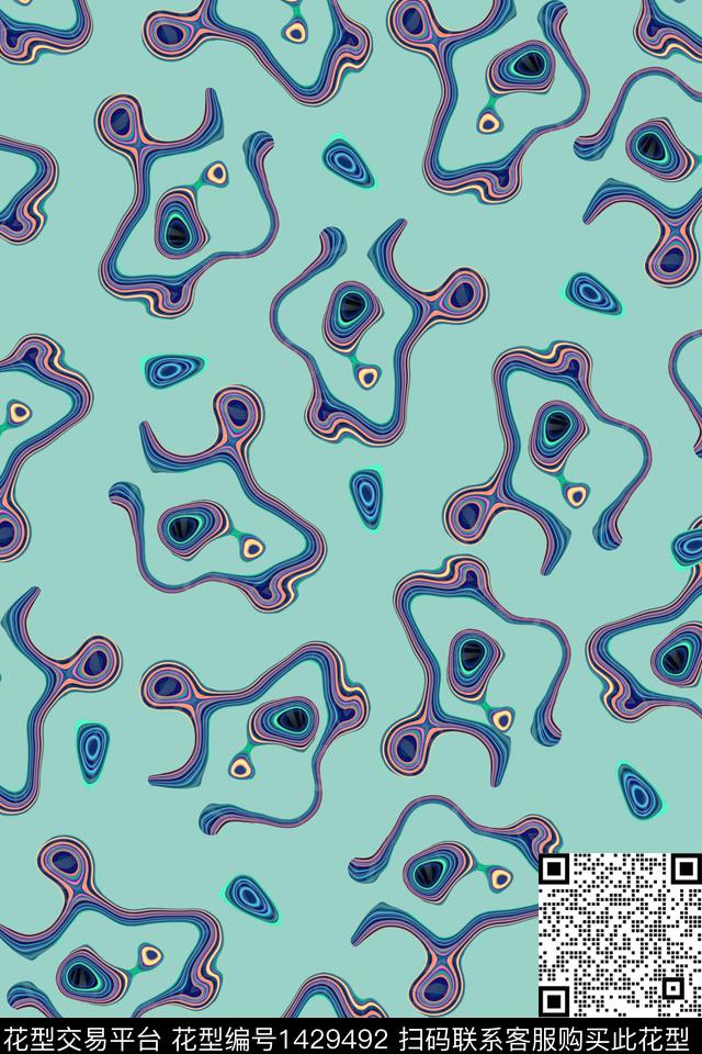 肌理抽象艺术数码印花华亿平台下载（图片编号: 1429492） - 瓦栏（Walan）