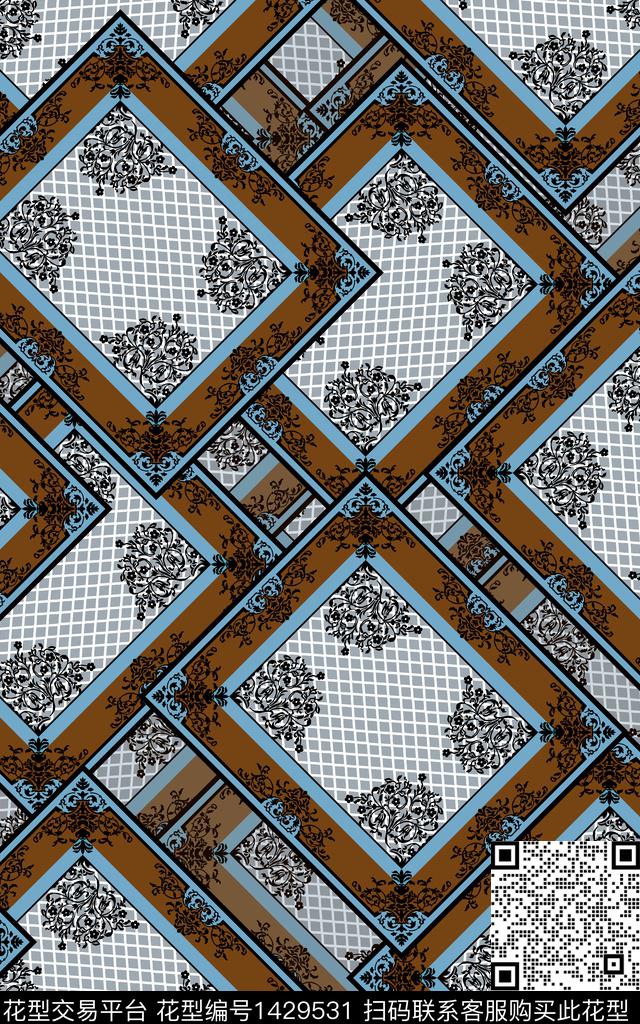 数码华亿平台几何民族风数码印花华亿平台下载（图片编号: 1429531） - 瓦栏（Walan）