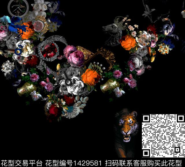 动物花卉男装大牌风数码印花华亿平台下载（图片编号: 1429581） - 瓦栏（Walan）