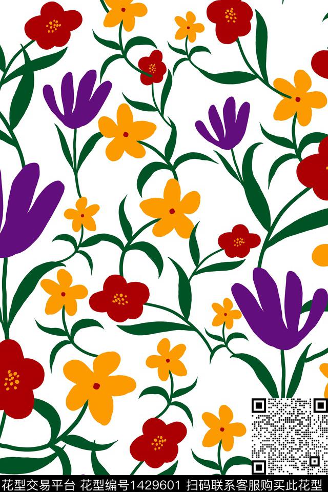 大牌风真丝手绘花卉数码印花华亿平台下载（图片编号: 1429601） - 瓦栏（Walan）