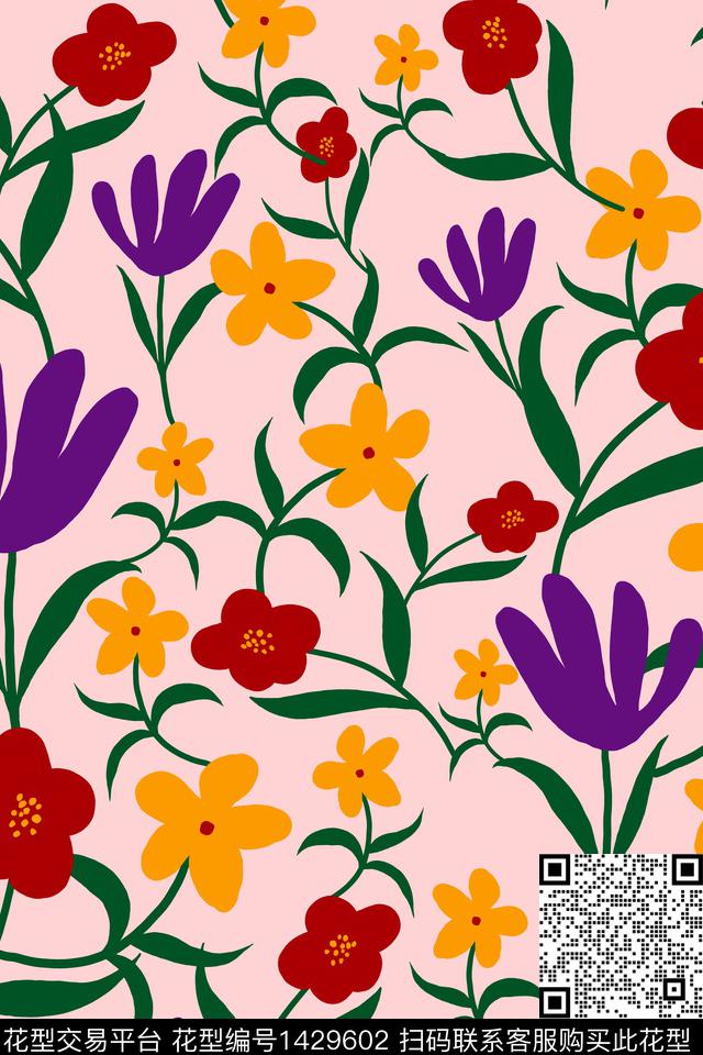 大牌风真丝手绘花卉数码印花华亿平台下载（图片编号: 1429602） - 瓦栏（Walan）