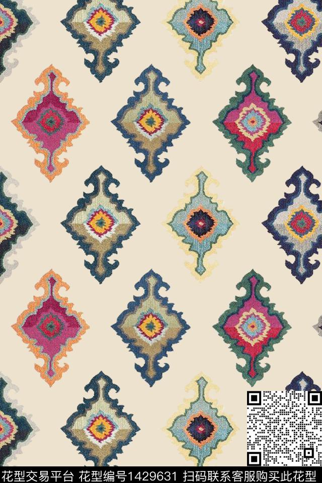 数码华亿平台几何古典花纹数码印花华亿平台下载（图片编号: 1429631） - 瓦栏（Walan）