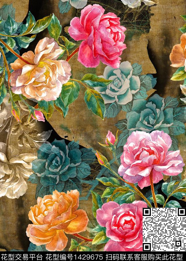 香云纱中老年复古数码印花华亿平台下载（图片编号: 1429675） - 瓦栏（Walan）