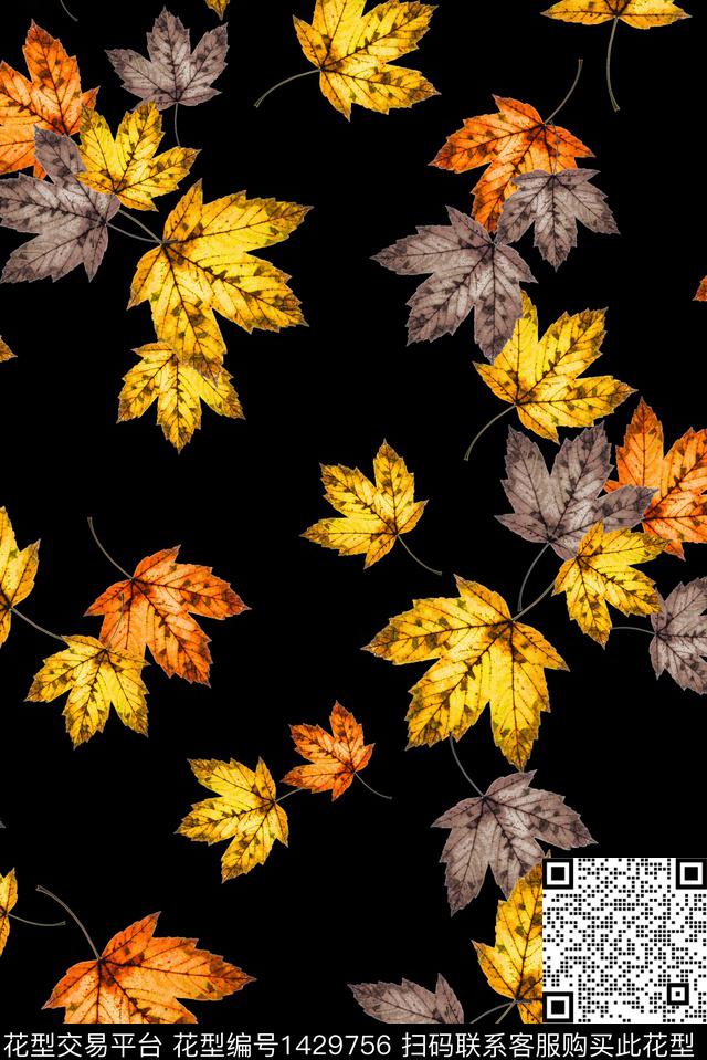 绿植树叶花卉大牌风数码印花华亿平台下载（图片编号: 1429756） - 瓦栏（Walan）