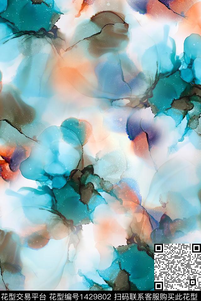 炫彩肌理水彩数码印花华亿平台下载（图片编号: 1429802） - 瓦栏（Walan）