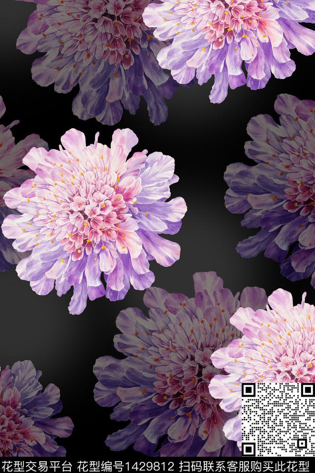 水彩清爽底花卉大牌风数码印花华亿平台下载（图片编号: 1429812） - 瓦栏（Walan）