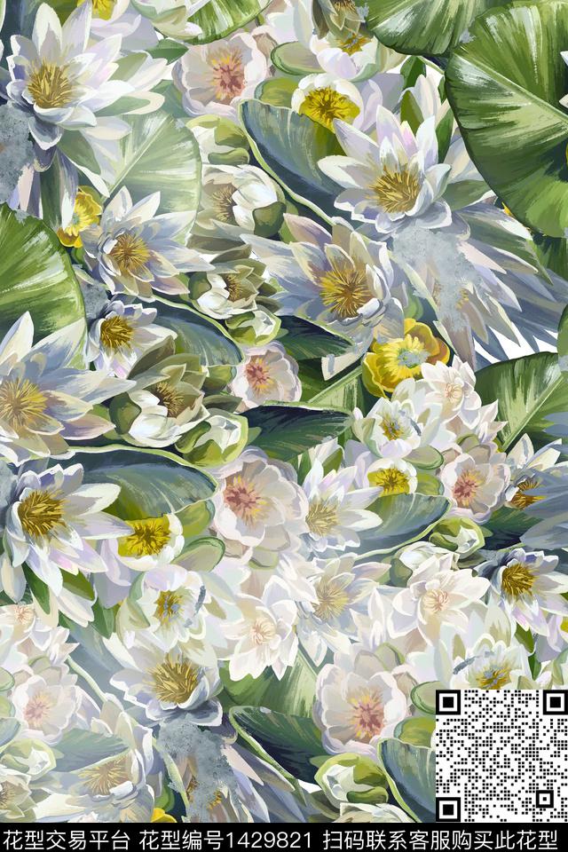 绿植树叶肌理水彩数码印花华亿平台下载（图片编号: 1429821） - 瓦栏（Walan）