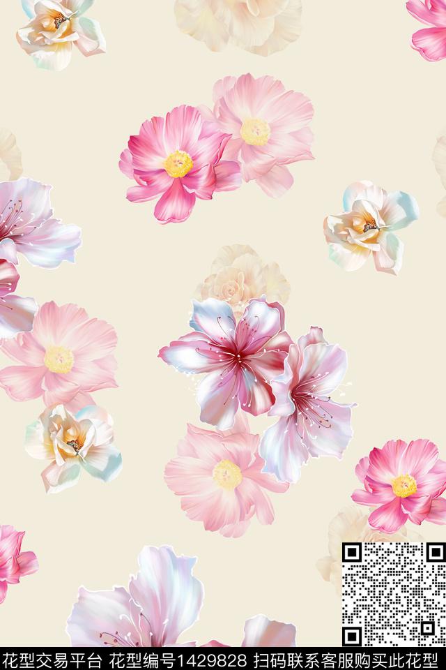 绿植树叶水彩清爽底花卉数码印花华亿平台下载（图片编号: 1429828） - 瓦栏（Walan）