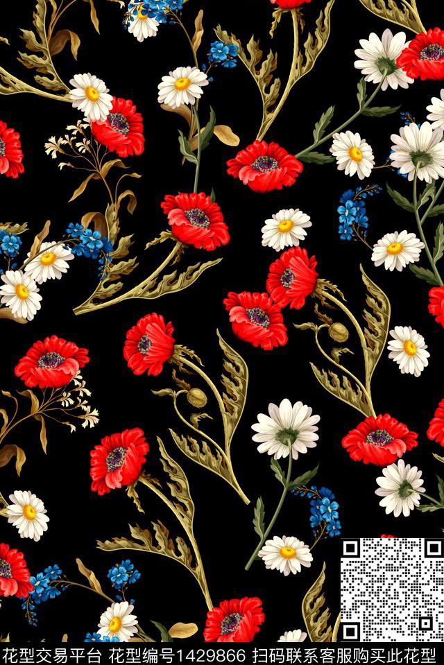 春夏华亿平台大牌风小清新数码印花华亿平台下载（图片编号: 1429866） - 瓦栏（Walan）