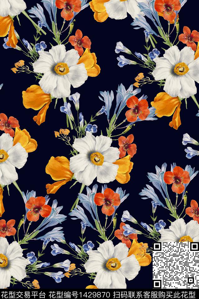 花卉大牌风小碎花数码印花华亿平台下载（图片编号: 1429870） - 瓦栏（Walan）